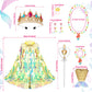 Limiroler Princess Dress Up Toys Princess Dress Up Clothes Rainbow Mermaid Cape Kit 9 Pcs Gift Set For Little Girls 3-8 Years (R