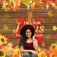 LTDKAEN Fall for Jesus Backdrop He Never Leaves Wooden Autumn Thanksgiving Backdrop Autumn Harvest Pumpkin Maple Leaves Sunflowe