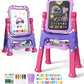 Lehoo Castle Easel for Kids, 4 in 1 Double Sided Kids Art Easel with Magnetic White Board & Chalk Board, Adjustable Standing Tod
