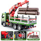 HAPYAD Timber Truck Toy Metal Cab, Friction Powered Timber Truck with Fully Functioning Loading Crane and 3 Loadable Trunks, Big