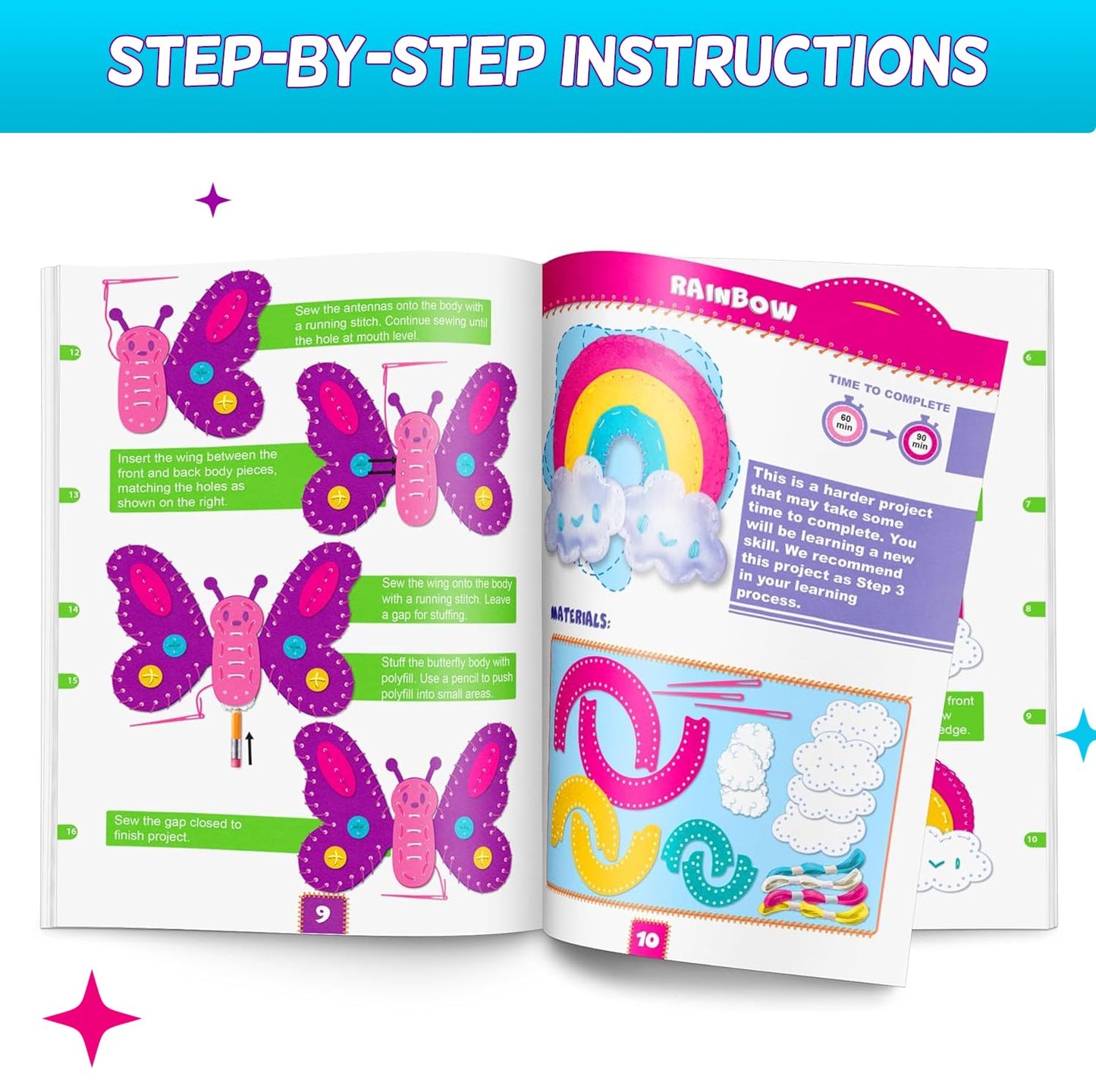 CRAFTSBEE Magical Unicorn Sewing Kit - Create 5 Felt Animals & Pillow - Large, Unicorn Crafts for Girls 7+
