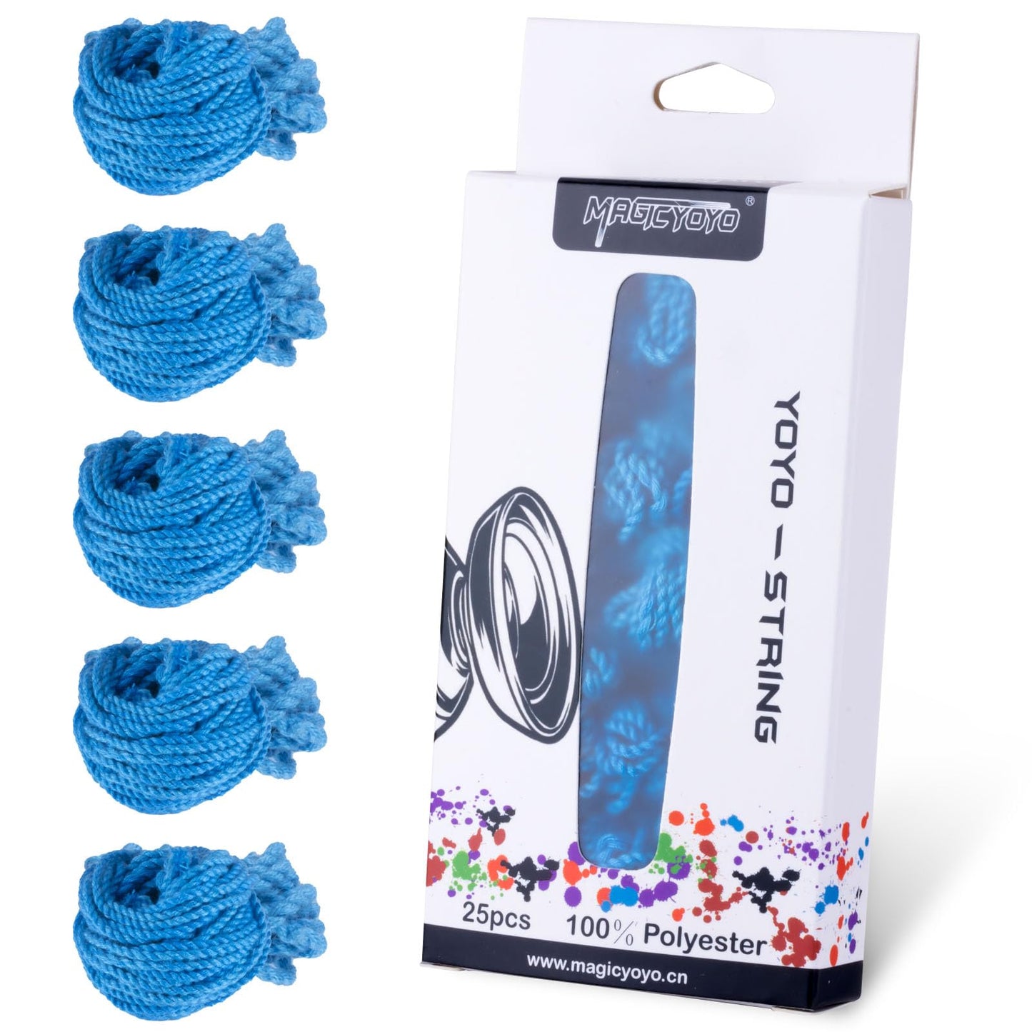 Magicyoyo 100% Polyester Professional Yoyo Strings For Responsive And Non Responsive Yoyos - Pack Of 25 Color Blue