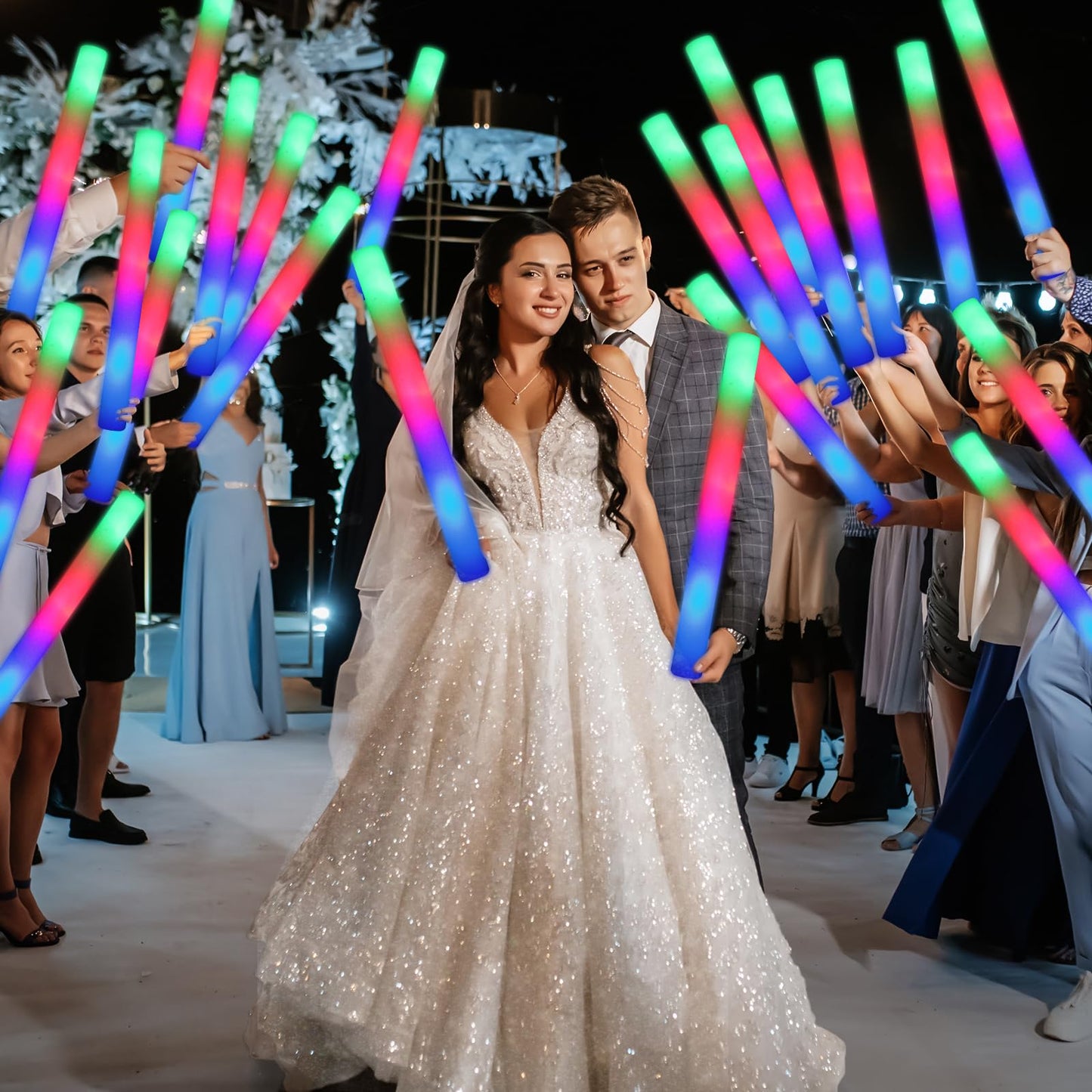 wellent 230 LED Foam Glow Sticks, Bulk Glow Sticks, Foam Light Up Sticks Bulk, LED Foam Sticks with 3 Colorful Flash Mode,Glow P