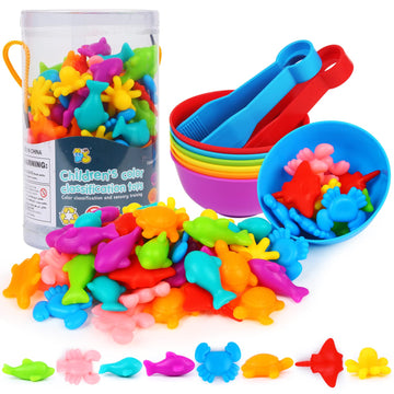 Lokipa Counting Ocean Animal Toys, Color Sorting Set Ocean Animal Matching Game With Rainbow Sorting Cups Montessori Educational Sensory Toys For Toddlers Kids Ages 3 Years And Up