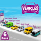 Tub Works Vehicles Bath Cars Mold Free Bath Toys, 6 Pack | Sealed, No Hole Bath Toys Design Keeps Moisture Out | Soft, Squeezabl