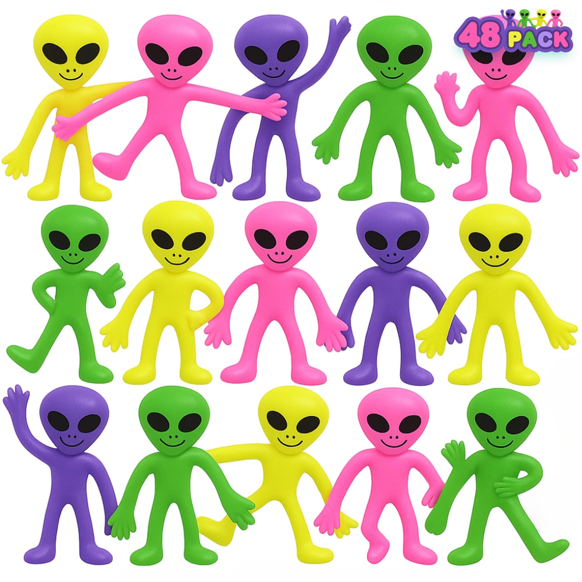ArtCreativity Bendable Alien Toys, (Set of 48) Mini alien figures Bendy Toy for Kids, Alien Party Favors, Birthday Party Favor G