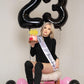 Iwerp Black 40 Inch Number Balloon, 6Th Birthday Decorations For Girl And Boy, Unisex, Reusable, Self-Sealing, Gold Accents, Par