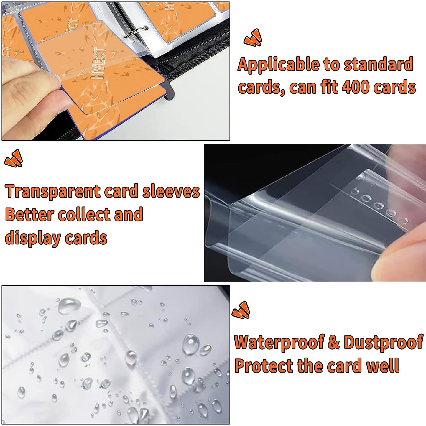 4 Pocket Card Binder for Cards, Trading Card Binder Holder Fits 400 Cards with 50 Removable Sleeves, Card Collection Binder Albu