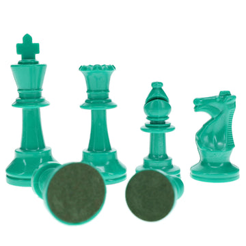 We Games Color Bright Plastic Staunton Tournament Chess Pieces With 3.75 In. King - Half Chess Set Of Chess Pieces Only, Teal Green