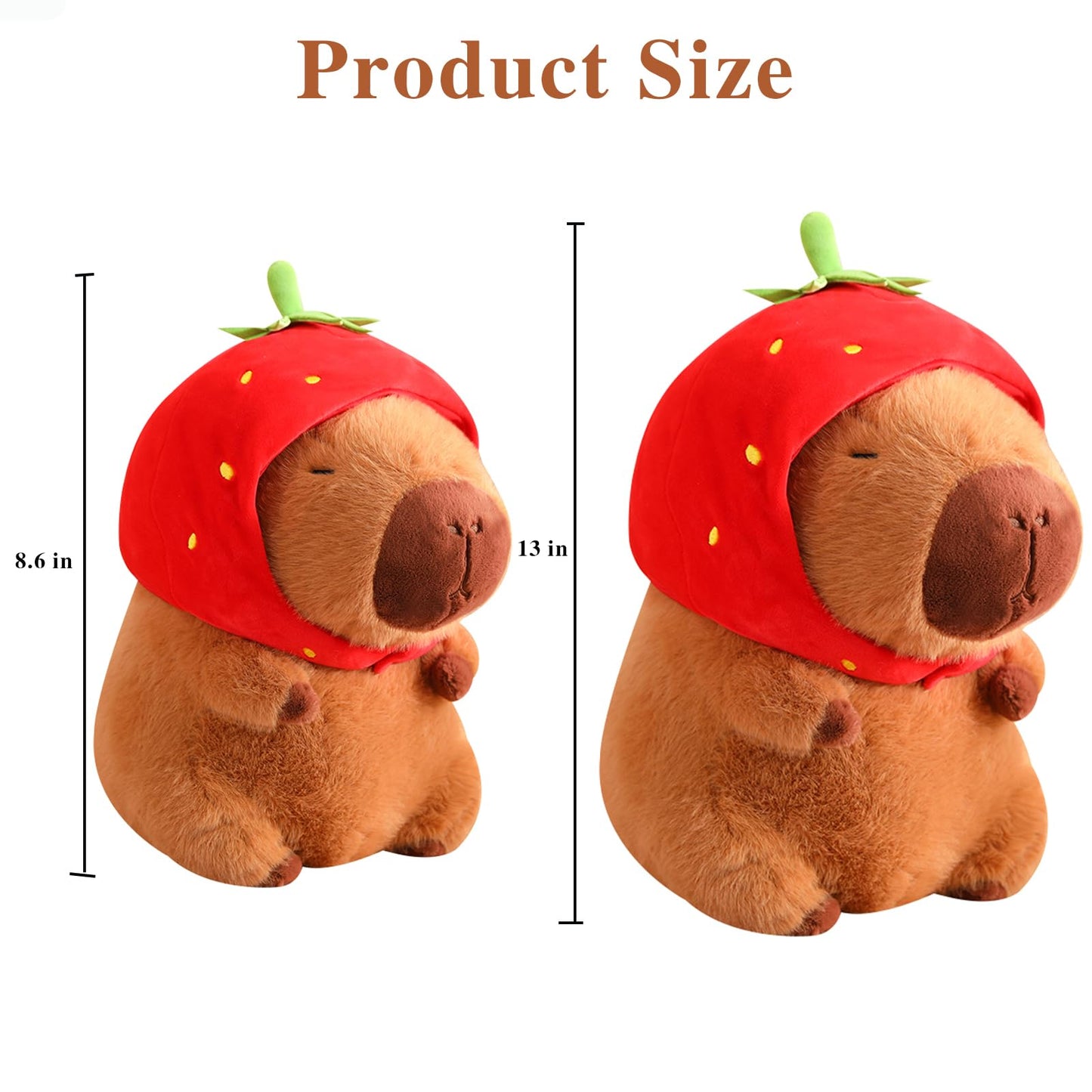 Lvqing Cute Capybar Stuffed Animals With Wearable Toast Headsetwear Capybar, Gifts For Kids (9 In Strawberry Capybar)
