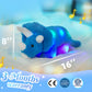 Glow Guards Musical Triceratops Plush Toy - 16'' LED Night Light, Soft Blue Dinosaur for Kids, Ideal Birthday Gift