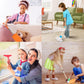 Meland Kids Cleaning Set - 8Pcs Toddler Broom & Toy Vacuum - Colorful Plastic House Cleaning Toys for Boys & Girls, Model clean001