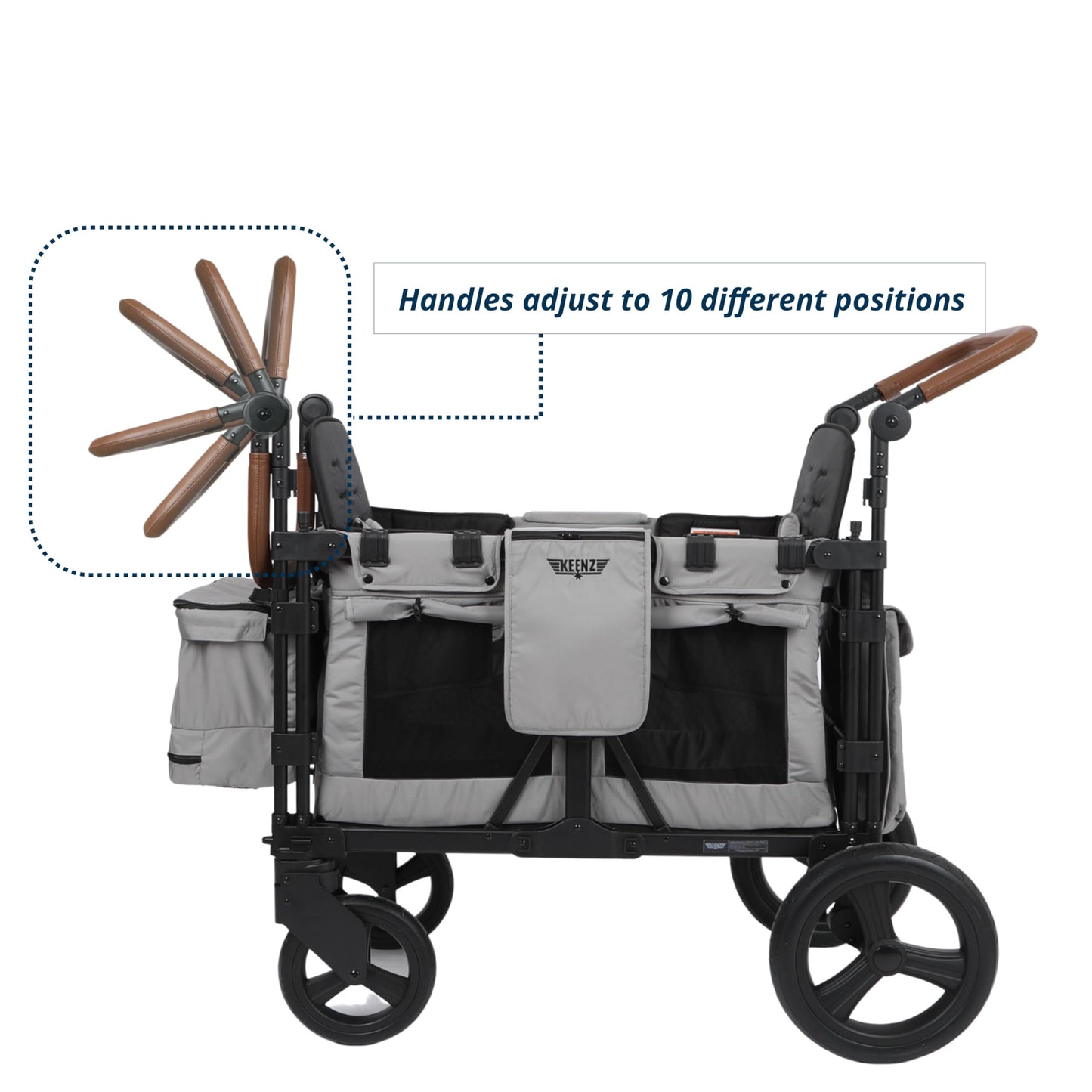 Keenz Vyoo Stroller Wagon With Canopy - Foldable Design For Easy Storage, 5 Seating Positions For Kids, Enhanced Child Safety, A