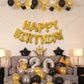 Happy Birthday Balloons Banner, Gold Happy Birthday Foil Balloons 16 Inch Mylar Foil Letter Balloons With 8 Pcs Black Gold Star
