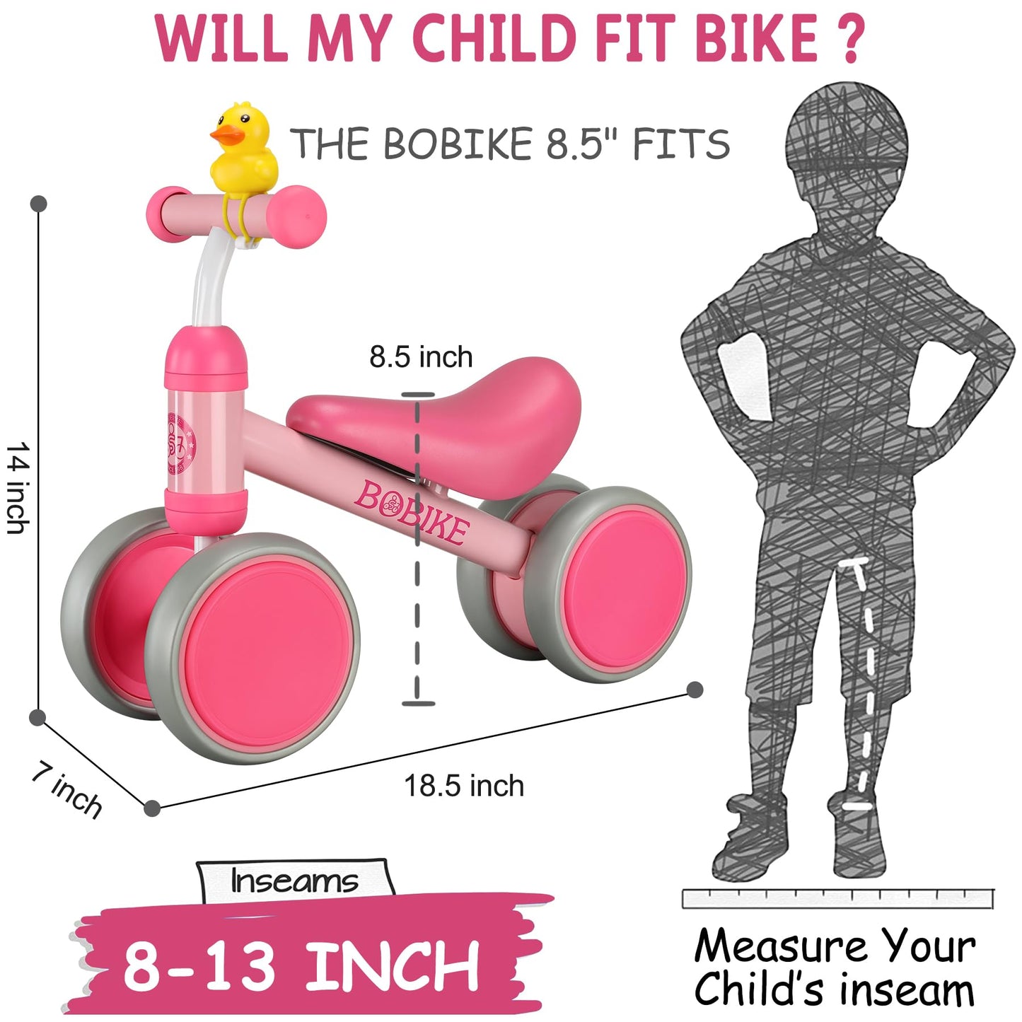 Baby Balance Bike Toys For 12-36 Months Kids Toy Boy And Girls Gifts Toddler Best First Birthday Gift Children Walker No Pedal Infant 4 Wheels Bicycle (Classic, Rose Red)