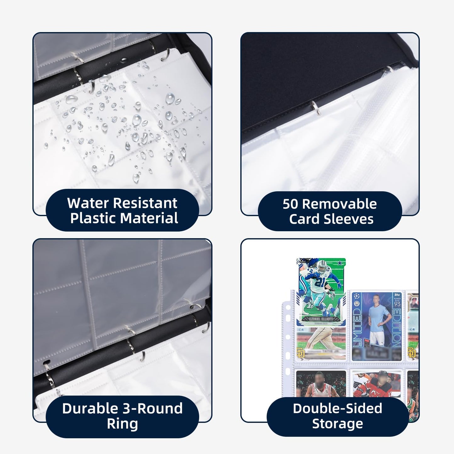 Hesplus 900 Pockets Baseball Card Binder, Baseball Trading Cards Display Case With Baseball Card Sleeves Card Holder Protectors