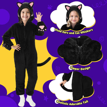 Joycover Cat Costume For Girls, Black Cat Costume For Girls Kids Dress Up, Onesie Cat Noir Costume, Role Play Halloween Costumes