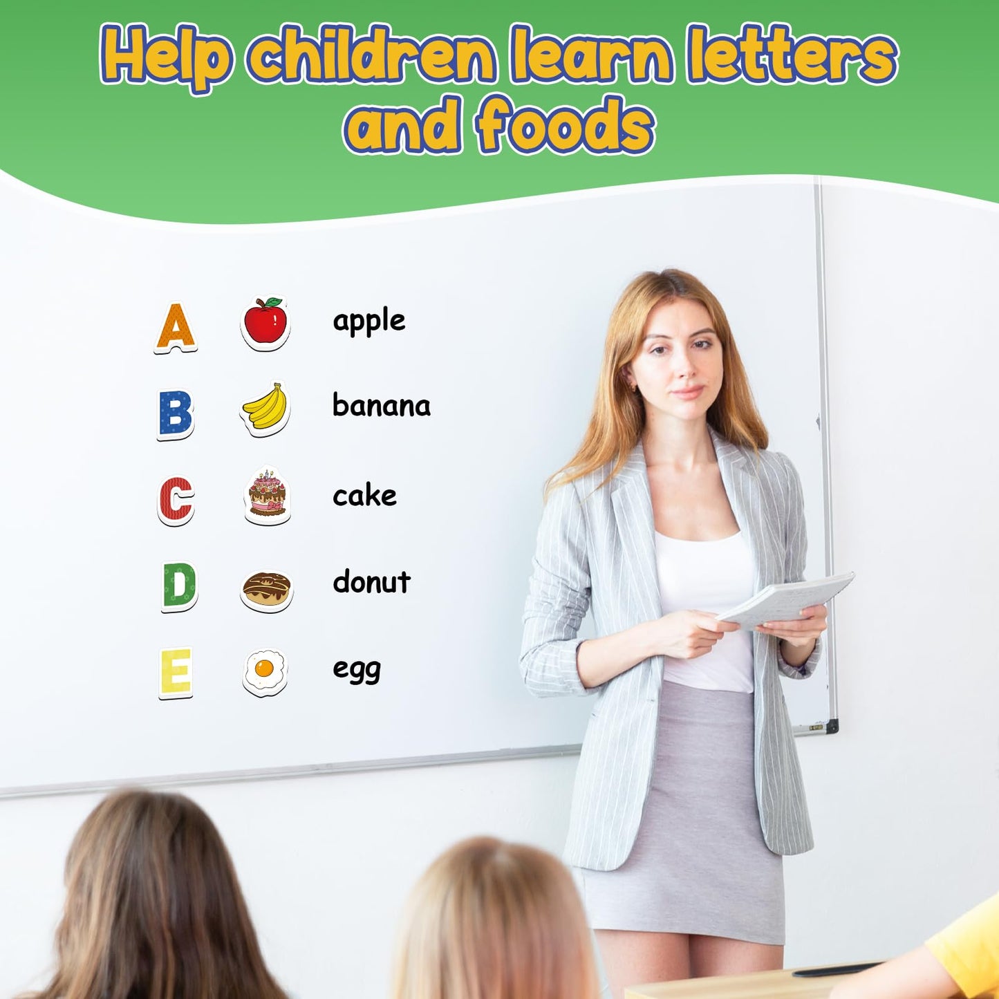 Kasfalci Magnetic Letters And Foods,52 Foam Objects,Refrigerator Fridge Magnets For Kids,Abc Magnets For Toddlers,Alphabet Learn