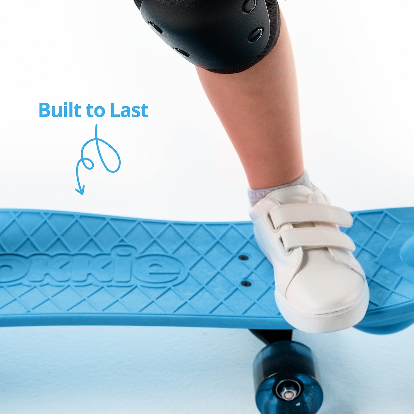 Ookkie Kids Learner Skateboard - Blue, Plastic Material, Safe for Beginners