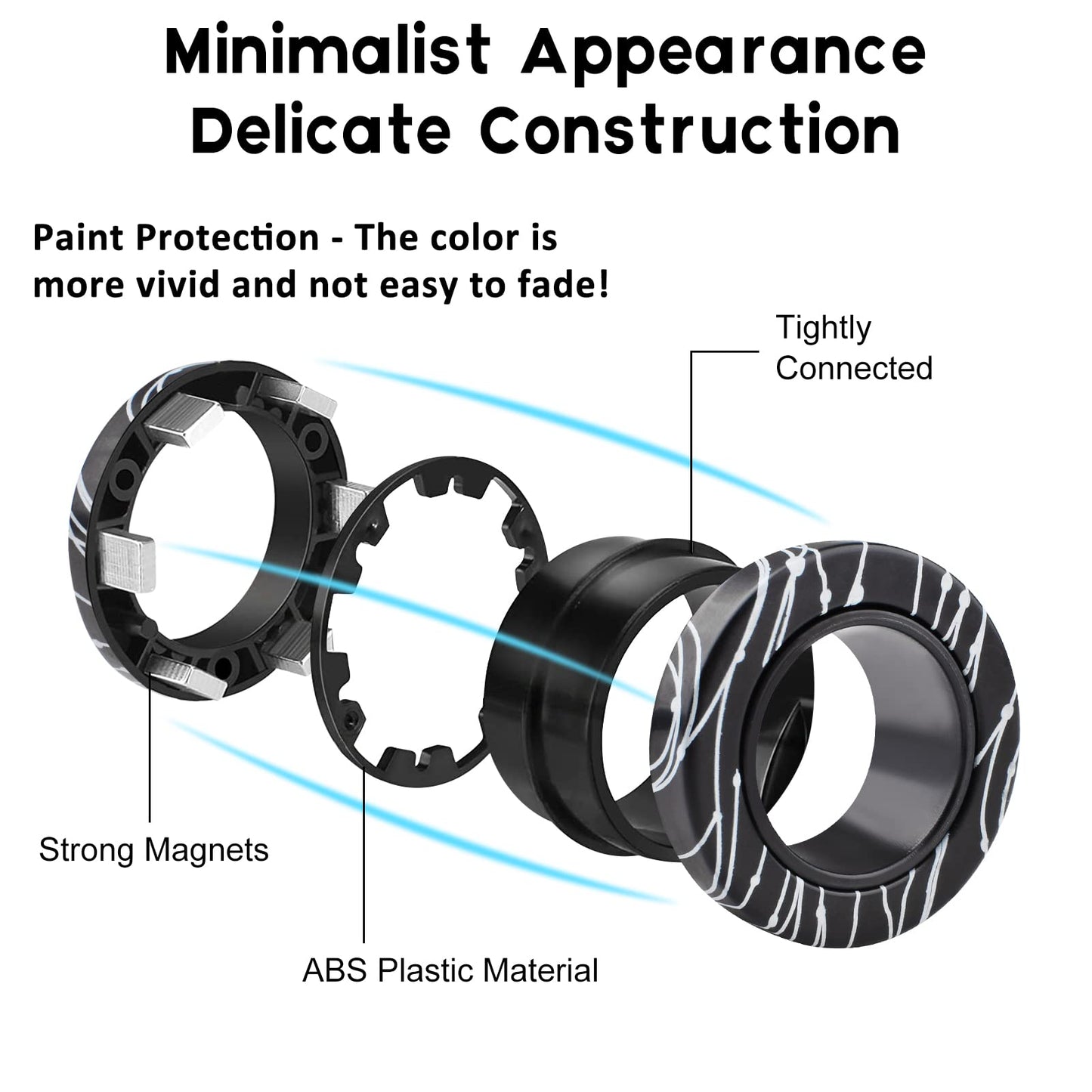 6Pcs Magnetic Rings Fidget Toys For Teens, Adults & Kids|Easter Basket Stuffers|Adhd Fidget Toy Pack For Anxiety Relief,Coolest Gifts For Teen Boys,Birthday Gifts For 8 9 10 11+ Year Old Boy & Girl