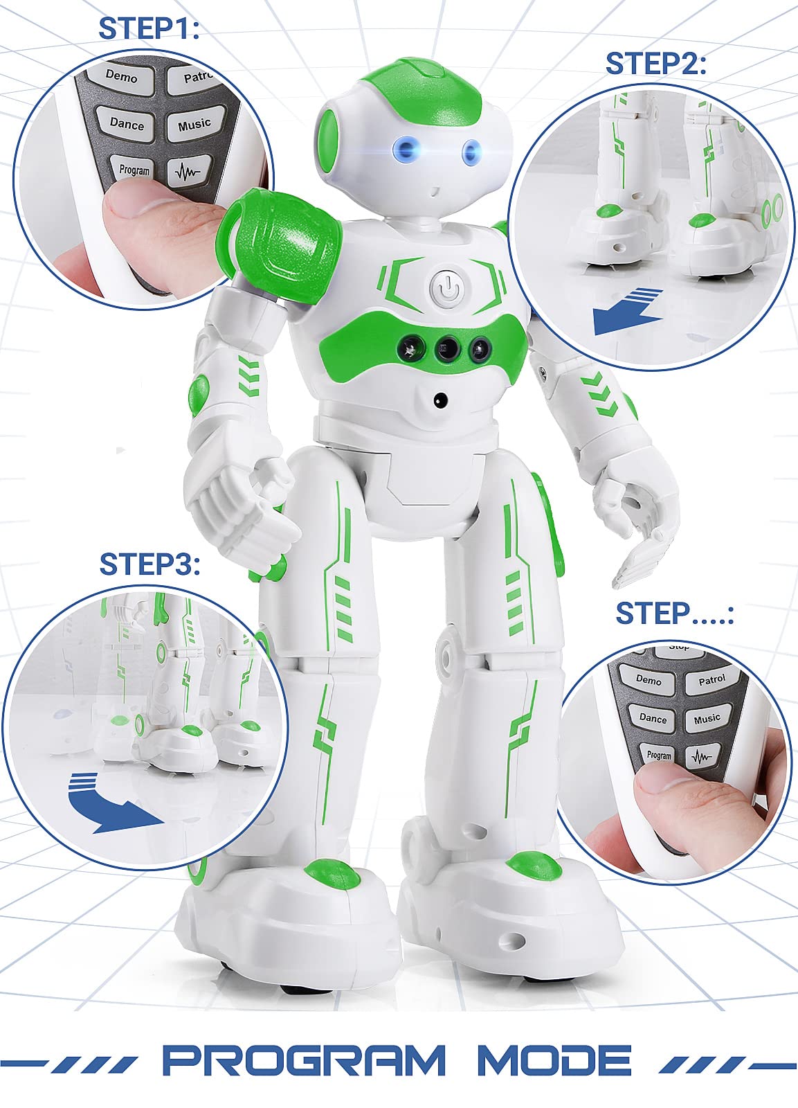 KingsDragon RC Robot Toy - Gesture & Sensing Remote Control - 10.4 Inch - Green - Ideal for Kids Age 4-8 - Perfect Birthday Gift