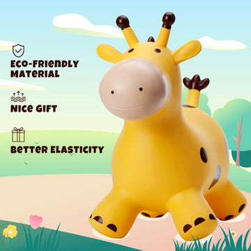 Playzap Giraffe Bouncy Horse Hopper, Bouncy Animals Hopper For Toddlers, Inflatable Jumping Ride On Bouncer, Kids Hopping Toys For 18M 2 3 Years Old Kids Boys Girls Gifts