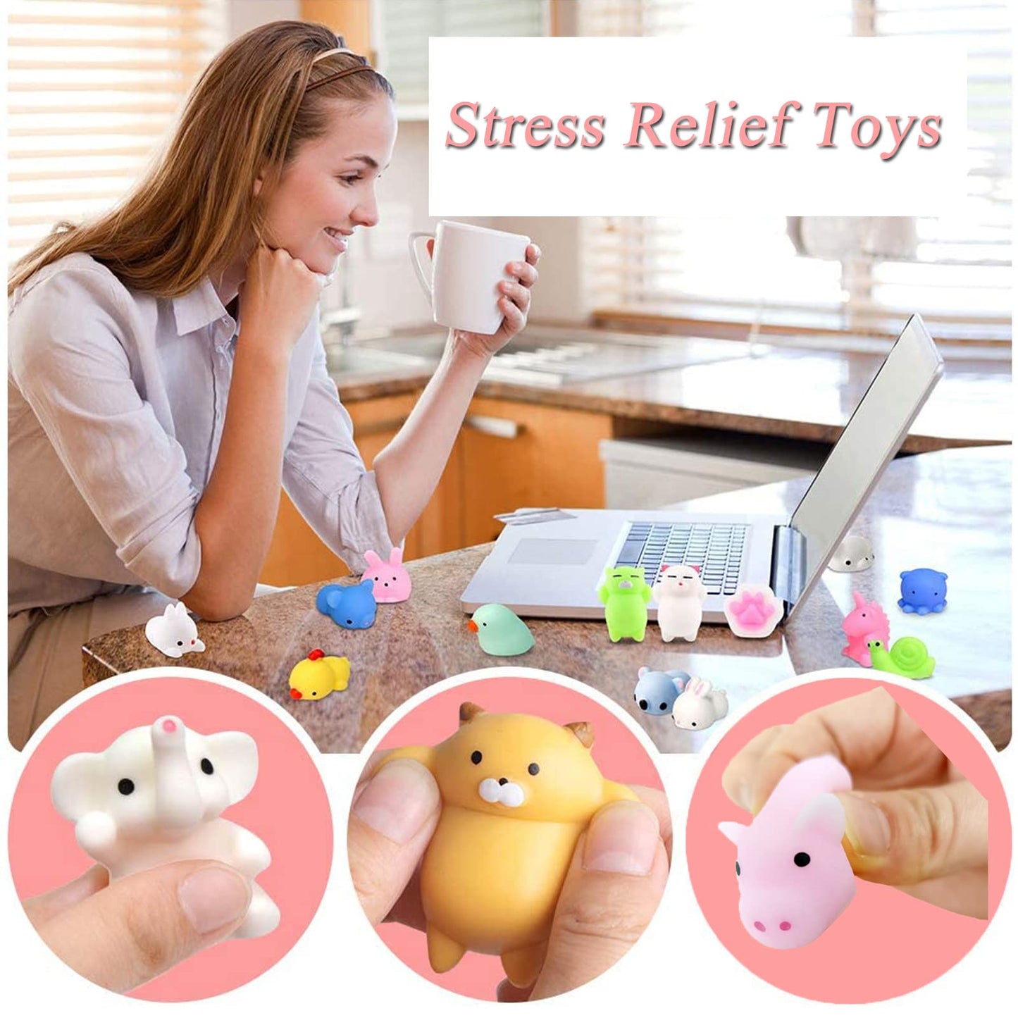 100 Pcs Mochi Toy, Random Squishy Fidget Toys, Soft Cute Animal Stress Relief Squishies Toys For Kids Party Favors, Classroom Pr