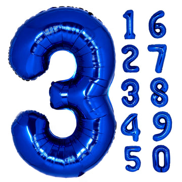 40 Inch Giant Navy Blue Number 3 Balloon, Helium Mylar Foil Number Balloons For Birthday Party, 3Rd Birthday Decorations For Kid
