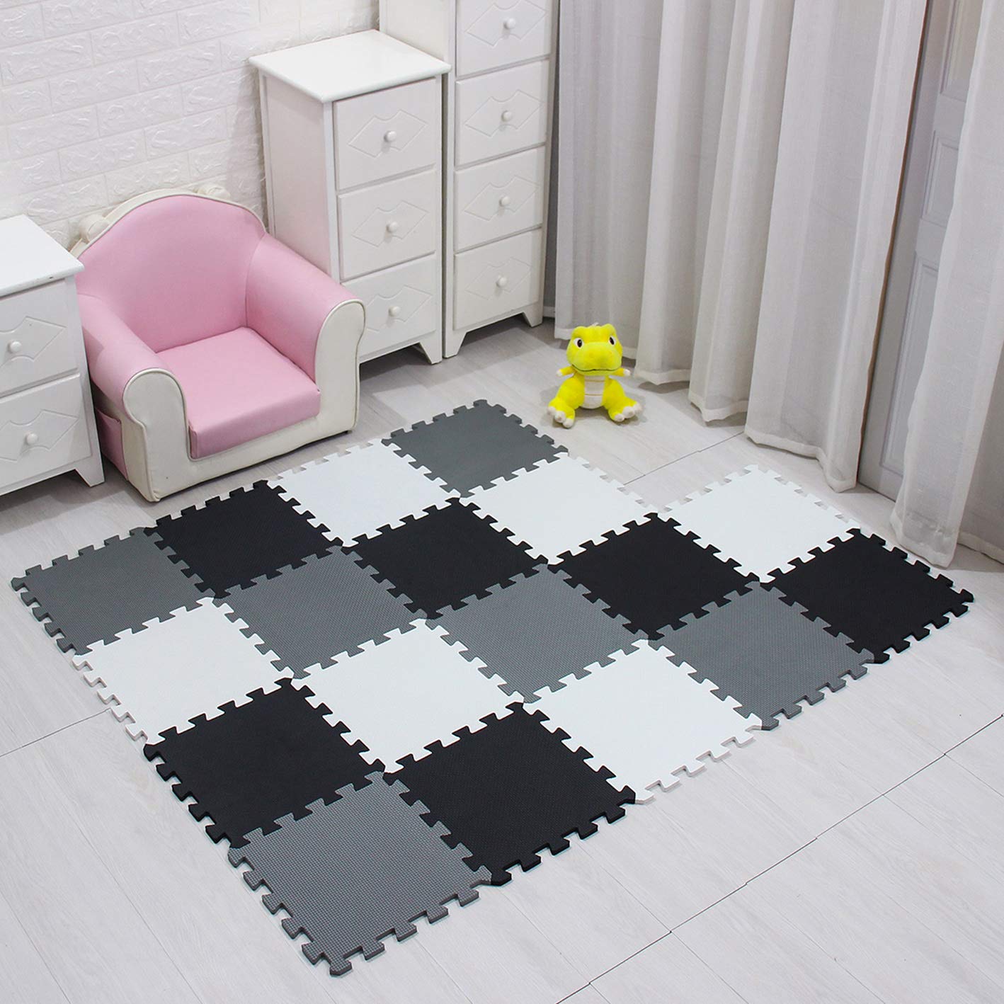 Baby Play Mat|Foam Puzzle Floor Playmat for Infants Children Kids|Tummy Time Crawling Sit Interlocking Square Non Toxic Meiqicool 18 Piece Mat 101104112