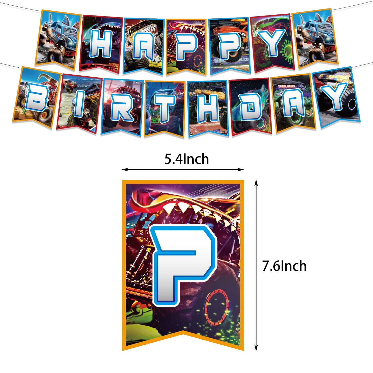 Heidaman 104Pcs Monster Truck Decorations,Monster Truck Birthday Party Supplies,Monster Truck Party decorations,Include Balloons