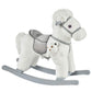 Qaba Kids Plush Ride-On Rocking Horse With Bear Toy, Children Chair With Soft Plush Toy & Fun Realistic Sounds, White