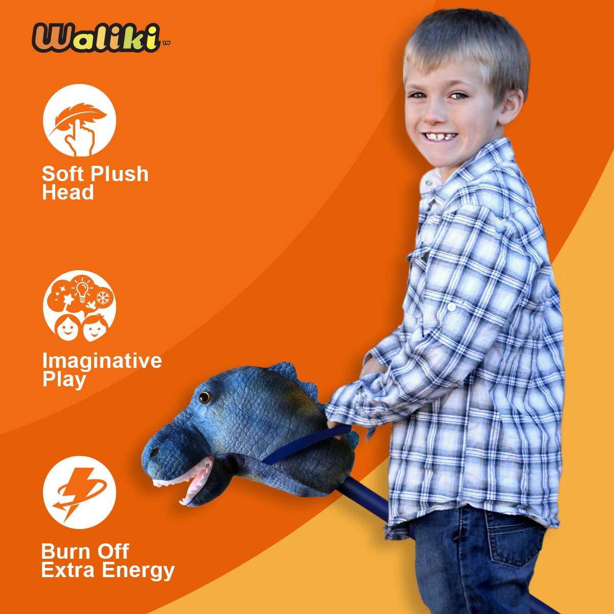 WALIKI Plush Stick Horse Dinosaur T-Rex for Kids & Toddlers - 30 inches
