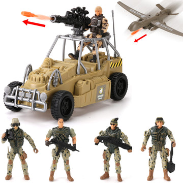 26 PCS Army Men Helicopter Carrier Toys  Military Soldier Action Figures  Combat Truck  Motorcycle  Jumbo Transport Aircraft with Lights & Sound   Accessories Playset for Kids Boys