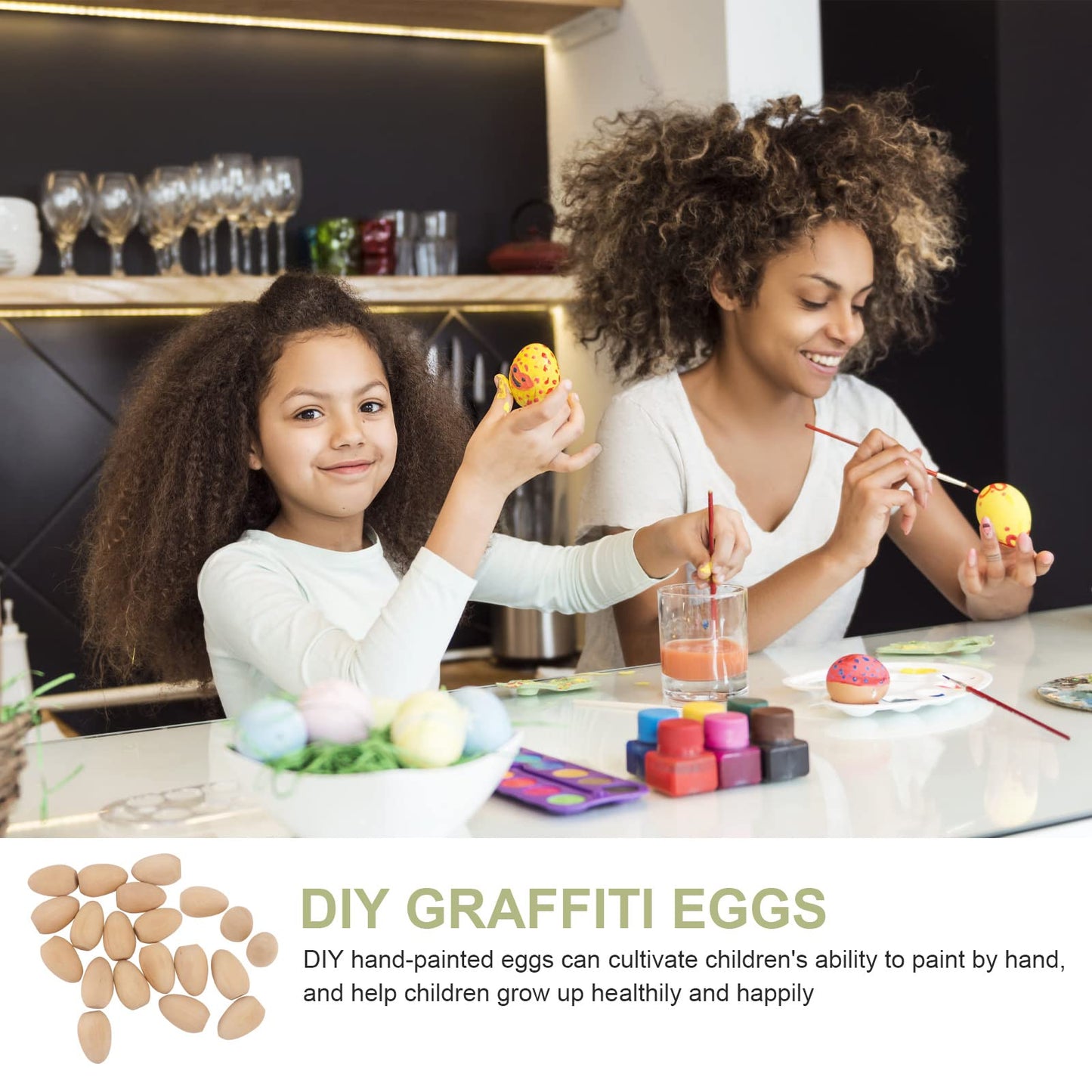 Kisangel 20pcs Unfinished Wood Eggs Smooth Flat Bottom Wooden Easter Craft Eggs for Easter Display Smooth Ready to Paint and Dec