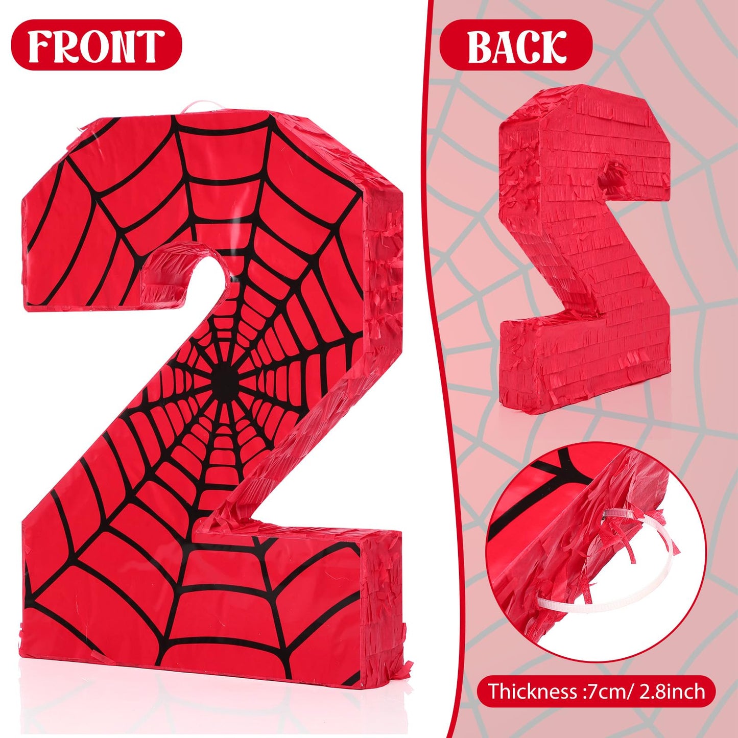 Simgoing Number 3 Spider Web Piata Bundle with Blindfold Small Piata Birthday Party Decoration for Mexican Fiesta Cinco De Mayo