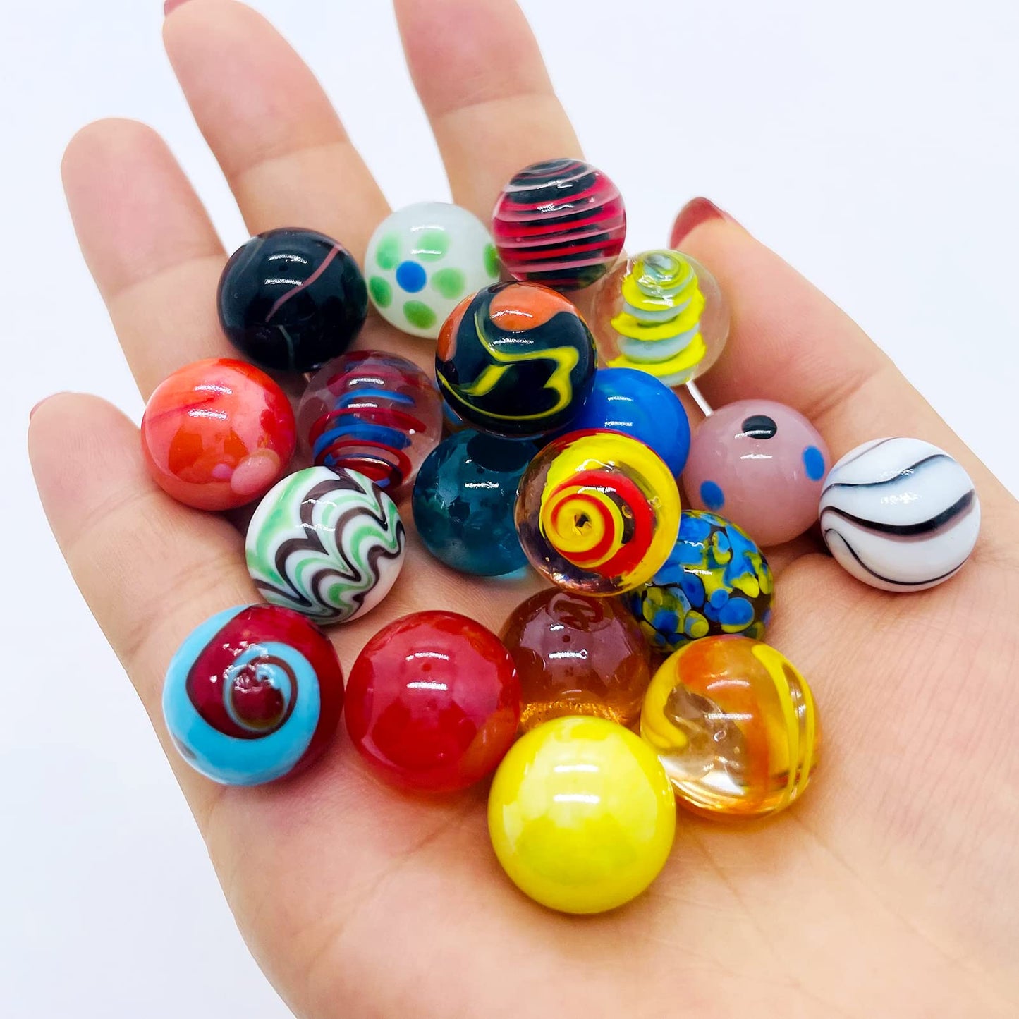 20 Vintage Marbles Bulk For Kids Ages 4-8-12 Hobbyist For Marble Run Track Game Small Marbles Game Toy (16Mm) (20Pcs)