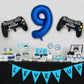 Navy Blue Video Game Party Supplies Boys 9Th Birthday Party Decorations- 2 Packs Game On Balloons With Dark Blue Number 9 Balloo