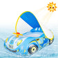 Baby Pool Float with Canopy: Baby Floats for Infants Toddler 6-48 Months Qoosea Swimming Floaties with UPF50+ Sun Protection & Toy Play Steering Wheel & Patch Kit (Blue)