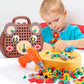 Magic Montessori Play Toolbox With Drill, 203Pcs Magic Montessori Play Toolbox Bear-Themed, 2D/3D Creativity Tool Box Montessori