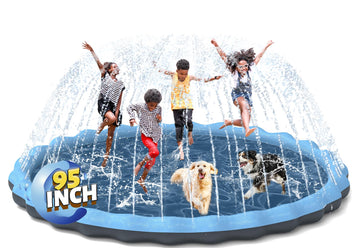 Splash Pad, Hyperzoo 95'' Extra Large Sprinkler Splash Pad For Kids And Dogs, Non-Slip Thickened Sprinkler Pad Pool Summer Outdo