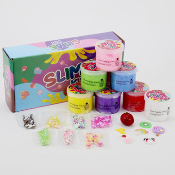 JLPKJ Cloud Slime Kit 7 Pack - Non-Sticky, Super Soft, Scented Rainbow DIY Slime for Stress Relief - Perfect for Boys and Girls