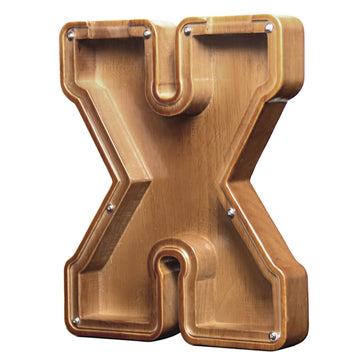 Aorcmitn Large Wooden Letter Coin Personalized Piggy Bank For Boys Girls Kids Toddler Adults Money Bank Best Gift For Friends (9.2 Inch-X)