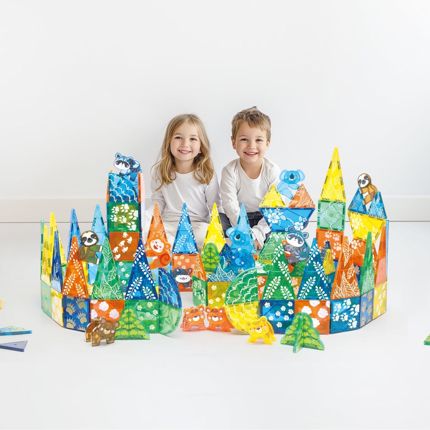 Megagontiles 108 Pcs Zoo Animals Magnetic Tiles Set | Magnet Building Blocks Farm World Toys | Stem Authenticated| Magnetic Animals For Kids Age 3 4 5 6 7 8 Toddlers Boys Girls