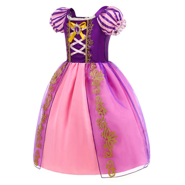 ROSADAGE Princess Costumes Halloween Cosplay Party Dress Up for Little Girls with Accessories (Purple, 150 (9-10T))