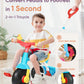 KRIDDO 2 in 1 Kids Tricycle for Ages 18 Months to 3 Years, Carbon Steel, EVA Wheel, Classic Color, Model TC005
