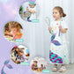 Wernnsai Mermaid Apron Set - Waterproof Chef Artist Cooking Aprons For Kids Girls Toddler Kitchen Apron With Adjustable Strap Pocket Chef Hat And Mittens For Baking Painting (Small, 6-10 Years)