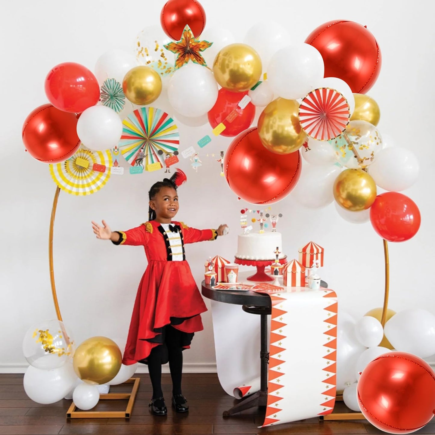 TONIFUL 16Pcs Large Red 4D Giant Round Foil Balloon 4D Mirror Metallic Mylar Sephere Balloons for Christmas New Year Birthday Pa