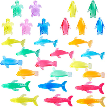Niceup 100+pcs Ocean Sea Animals Sensory Bin Filler Pool Party Favor Toys Acrylic Trinkets Plastic Humpback Beluga Whale Sea Sea