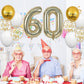 FunHot 40-Inch Light Gold Balloon Set - 13Pcs with 60 Number, Confetti, Rubber for 60th Birthday & Anniversary Decorations