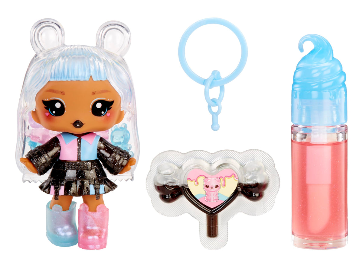 Yummiland Lip Gloss Doll: Sour Sweeties  Gabi Gummybear Includes DIY Lip Gloss + Removable Keychain, Cosmetic Play, Collectible